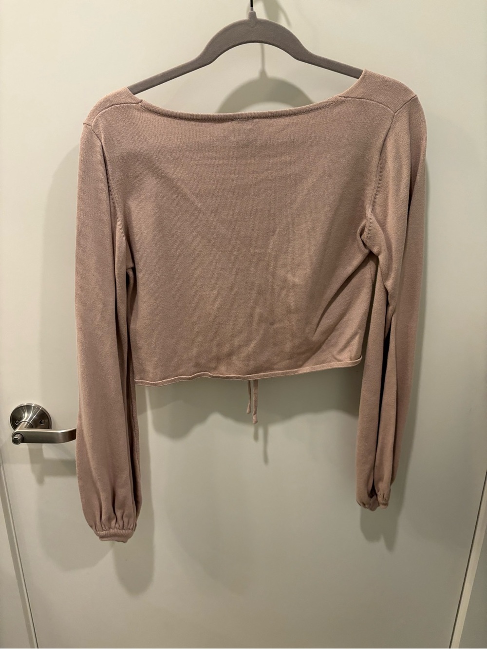 Princess Polly tan Drawstring V‑Neck Ribbed Crop Top - Picture 3 of 4